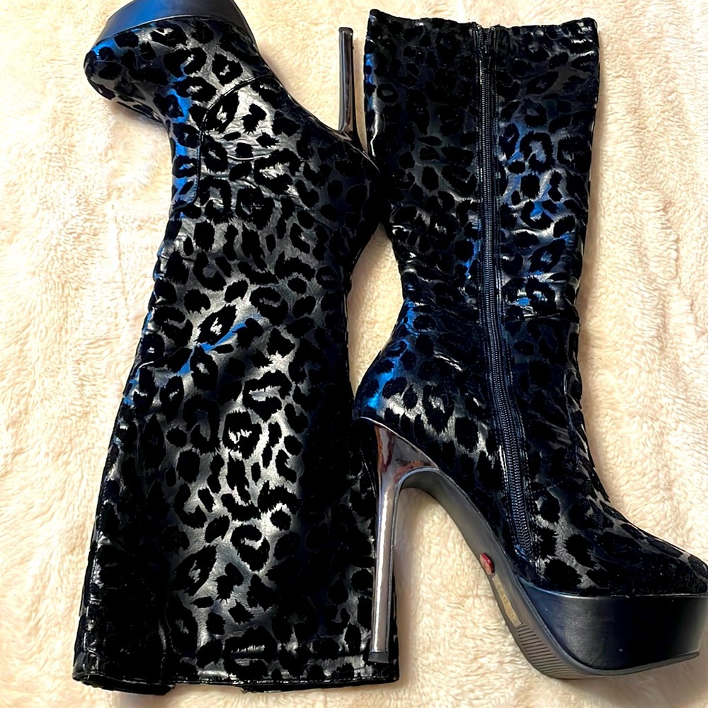Black, leopard heels, boots